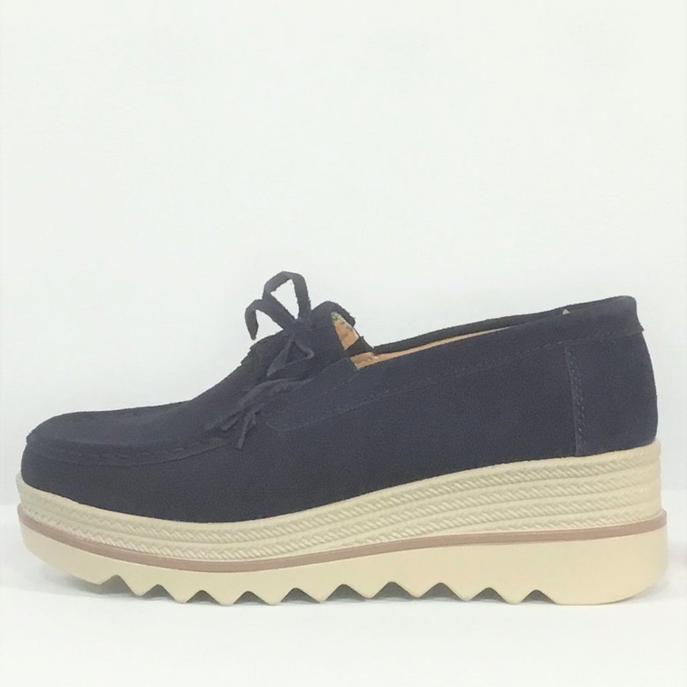 Navy Suede Platform Moccasins (nearly new)